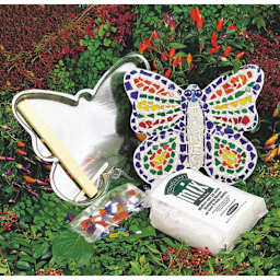 Milestones Mosaic Stepping Stone Kit - Butterfly (Kit contents shown with sample completed butterfly stepping stone)