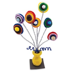 Creativity Street Felt Sheet Assortment - Top view of Felt flower arrangement in yellow vase