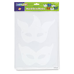 Mardi Gras Paper Masks - Front of package of 24 masks
