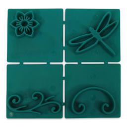 Milestones Mosaic Stone Stamps - Garden Designs (Flower, dragonfly, and two decorative flourishes)