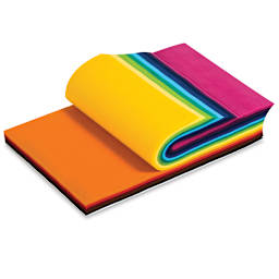 Art and Decoration Fabric - Package of 270 sheets shown stacked and folded back to show colors