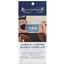 Realeather Corner Radius Template Tool & Stitch Guide - front of packaging