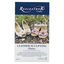 Realeather Daisy Leather Sculpting Kit - Daisy Flower, Kit of 7 pieces, front of the packaging