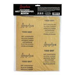 Angelus Multi-Purpose Wet Sandpaper - Package of 5 Sheets, 9" x 11", 1500 Grit (Back of packaging)