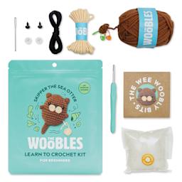 The Woobles Beginner Crochet Amigurumi Kit - Blick Exclusive! Skipper the Sea Otter kit contents