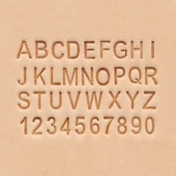 Realeather Leather Tooling Set - 1/4" Alphabet and Numbers with Handle, Set of 36 Stamps, stamped letters and numbers