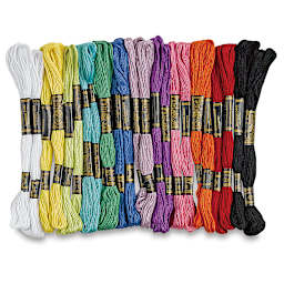 Creativity Street 24 pc Embroidery Floss Set - 2 skeins of 12 colors shown vertically