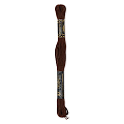 DMC Cotton Embroidery Floss - Ultra Dark Coffee Brown, 8-3/4 yards back of packaging