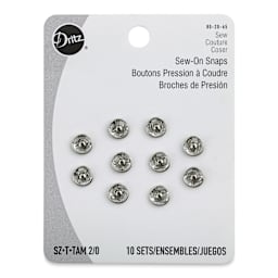 Dritz Sew on Fasteners - Front of package of 10 Silvertone Snaps