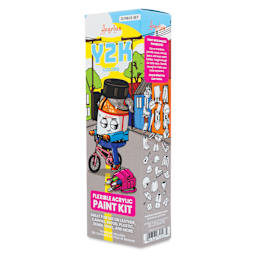 Angelus Acrylic Leather Paints - Y2K Kit, 1 oz packaging angled view showing right side