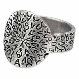ImpressArt Aluminum Wrap Ring Blanks - Medallion, 1/4"W x 2-3/4"L, sample ring with stamped design