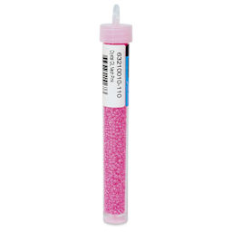 John Bead Czech Glass Seed Beads - Neon Pink, Color Lined, 10/0, 22 g Vial back view