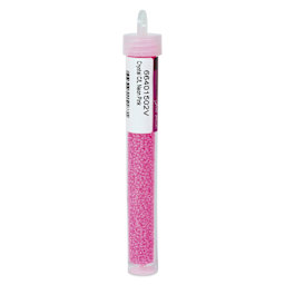 John Bead 11/0 Czech Glass Seed Beads - Neon Pink, Color Lined, 23 g vial - left side