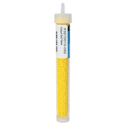 John Bead Czech Glass Seed Beads - Gold Yellow, Opaque, 10/0, 22 g Vial back view