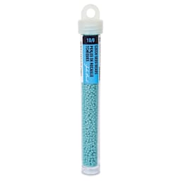 John Bead Czech Glass Seed Beads - Turquoise Blue, Opaque, 10/0, 22 g Vial
