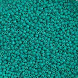 John Bead Czech Glass Seed Beads - Turquoise, 10/0, 22 g Vial close up