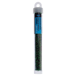 John Bead Czech Glass Seed Beads - Silver-Lined Green, 10/0, 22 g Vial