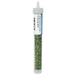 John Bead Czech Glass Seed Beads - Sea Green, Silver Lined, 10/0, 22 g Vial back view
