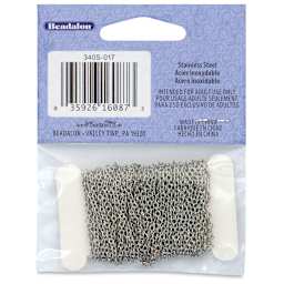 Beadalon Jewelry Chain - Stainless Steel, Oval, 2.5 mm x 4 m back of packaging