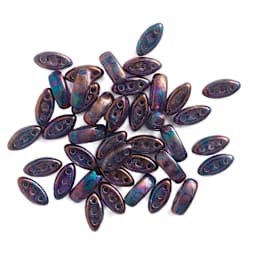 John Bead Czech Glass Cali Three-Hole Beads - Crystal and Iris beads in loose pile