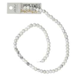 John Bead Earth's Jewels Howlite Beads - Round, 6 mm, 16" Strand