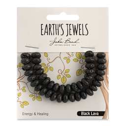 John Bead Earth's Jewels Black Lava Beads - Donut Rondelle, 5 mm x 8 mm, 41 beads - front of packaging