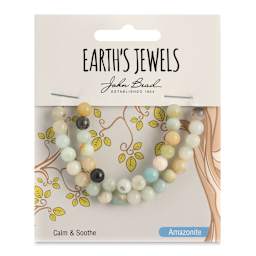 John Bead Earth's Jewels Amazonite Beads - Round, 6 mm, 33 beads - front of packaging