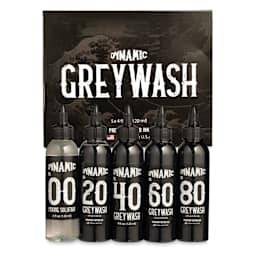 Dynamic Color Tattoo Inks and Sets - Set of 5, Greywash, 4 oz, contents and packaging