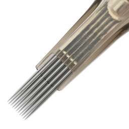 Peak Quartz Magnum Medium Taper Tattoo Needle Cartridges - #12, 11 Needles, Pkg of 20, close-up of needle