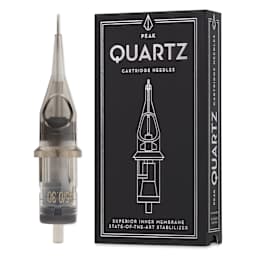 Peak Quartz Round Shader Medium Taper Tattoo Needle Cartridges - #10, 5 Needles, Pkg of 20, needle and packaging