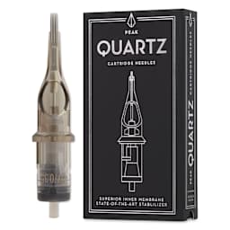 Peak Quartz Curved Magnum Medium Taper Tattoo Needle Cartridges - #12, 7 Needles, Pkg of 20, needle and packaging