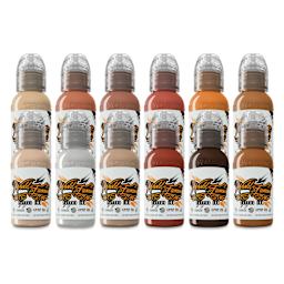 World Famous Tattoo Inks and Sets - Set of 12, Skintone, 1 oz bottles