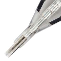 TatSoul Envy Standard Curved Magnum Long Taper Tattoo Needle Cartridge - #12, 7 Needles, Pkg of 10, close-up of needle