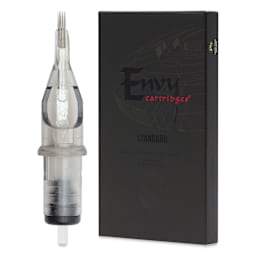 TatSoul Envy Standard Curved Magnum Long Taper Tattoo Needle Cartridge - #12, 7 Needles, Pkg of 10, needle and packaging