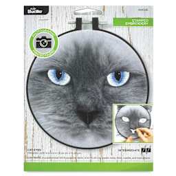Bucilla Photographic Fabric Stamped Embroidery Kit - Cat Eyes front of packaging