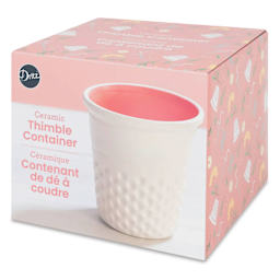 Dritz Ceramic Thimble Container - Coral - back of packaging