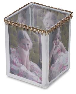 Jacquard Cotton and Silk Inkjet Fabric - Votive Holder made with Child's Pictures on Silk Fabric