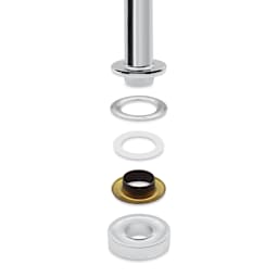 Dritz Fashion Grommet Kit - Demonstration of the setter and anvil with washer, insert and grommet