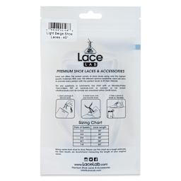Angelus Lace Lab Flat Colored Shoe Laces - Light Beige, back of the packaging