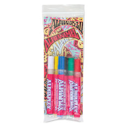 Alpha6 AlphaFlex Textile and Leather Paint Markers - Assorted Colors, 4 mm, Set of 6 front of packaging