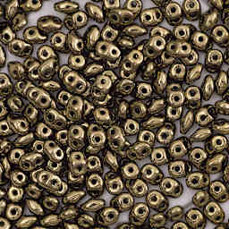 John Bead Czech Glass SuperDuo Two-Hole Beads - Pile of Bronze beads shown