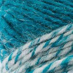 Lion Brand Scarfie Yarn - Cream/Teal, 312 yds close-up to show texture