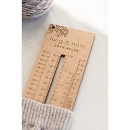 Twig & Horn Sock Sizing Knitting Ruler close up of ruler to show design