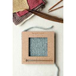 Twig & Horn Square Gauge Knitting Ruler with in progress project
