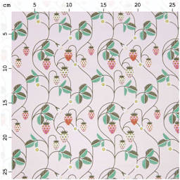 Rico Design Cotton Poplin Fabric - Pink Strawberries, 50 cm x 140 cm measurements