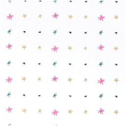Rico Design Printed Cotton Fabric - Gold and Neon Stars, 50 cm x 140 cm