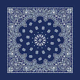 Hav-A-Hank Paisley Bandana - Navy Blue, 22" W x 22" L