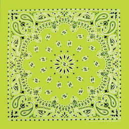 Hav-A-Hank Novelty Bandana - Neon Green Paisley, 22" W x 22" L