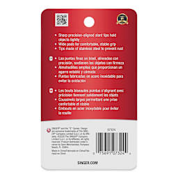 Singer Slant Tip Tweezers, back of the packaging