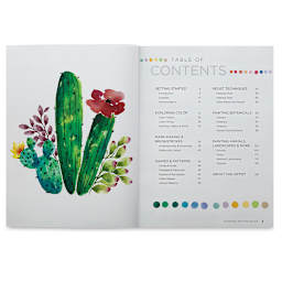 Modern Watercolor - Inside spread showing Table of Contents
